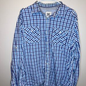 Paper Denim Cloth Men’s Button Down Long Sleeve Blue And White Size L EUC
